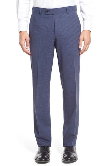Men's Ted Baker London Flat Front Check Wool Trousers