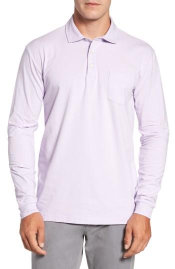 Men's Peter Millar Mountainside Long-sleeve Pocket Polo, Size - Purple