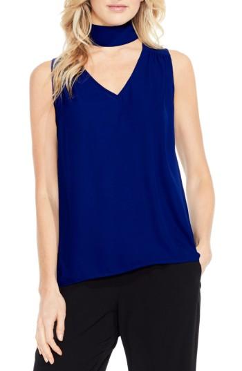 Women's Vince Camuto Mock Choker V-neck Blouse - Blue