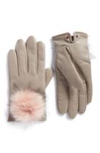 Women's Ted Baker London Pomi Faux Fur Pompom Leather Gloves
