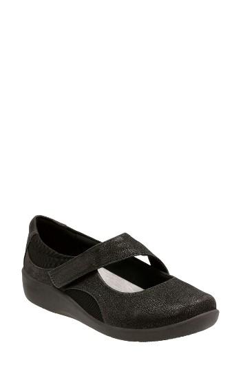 Women's Clarks Sillian Bella Mary Jane Flat N - Black