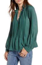 Women's Treasure & Bond Pleated Peasant Top, Size - Green
