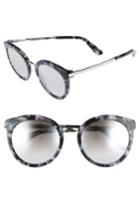Women's Dolce & Gabbana 52mm Mirrored Round Sunglasses - Black/ Silver