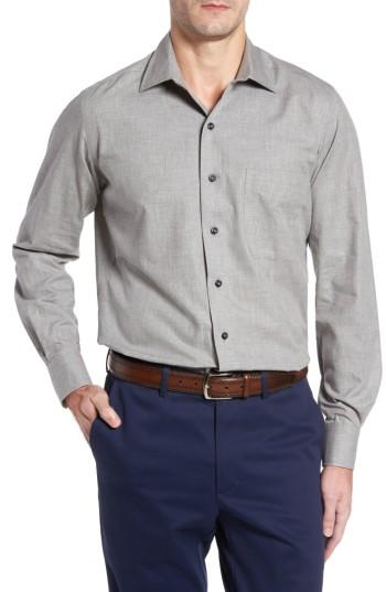 Men's David Donahue Fit Sport Shirt, Size Small - Grey