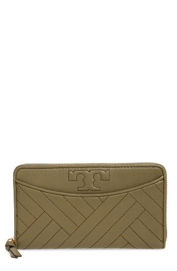 Women's Tory Burch Quilted Lambskin Continental Wallet - Green