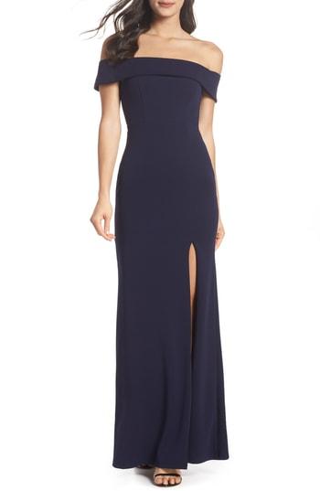 Women's Lulus Off The Shoulder Mermaid Gown - Blue