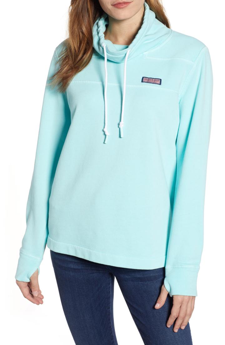 Women's Vineyard Vines Classic Garment Dyed Funnel Neck Sweatshirt - Blue