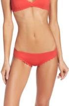 Women's J.crew Scalloped Matte Bikini Bottoms, Size - Red