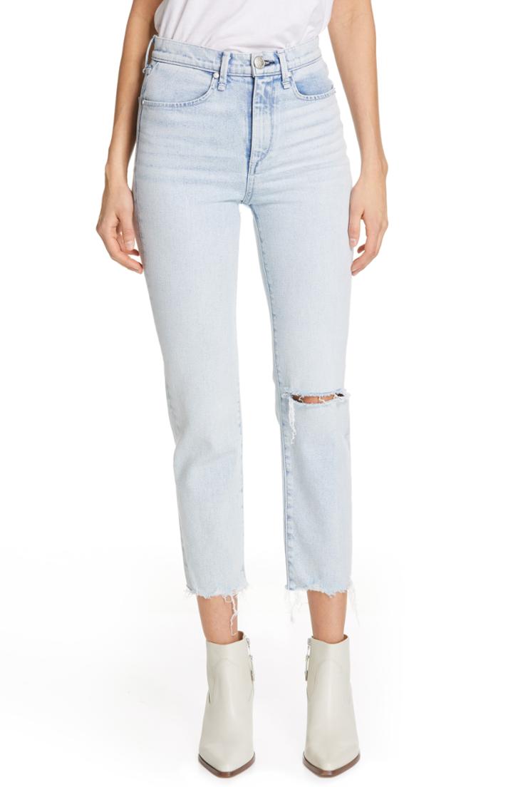 Women's Rag & Bone/jean High Waist Ripped Ankle Cigarette Jeans - Blue