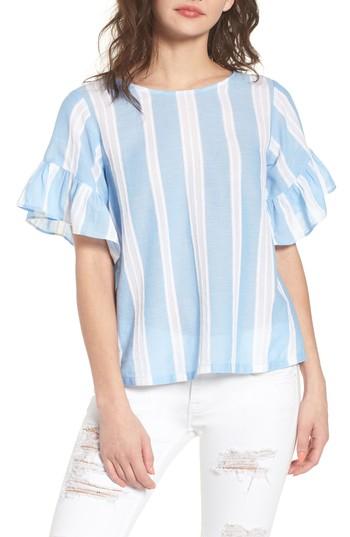 Women's Bp. Stripe Tie Back Top, Size - Blue