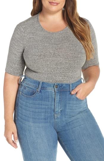 Women's Madewell Short Sleeve Scoop Bodysuit - Grey