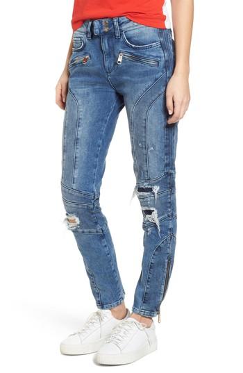 Women's Tommy Jeans X Gigi Hadid Speed Distressed Ankle Zip Jeans - Blue