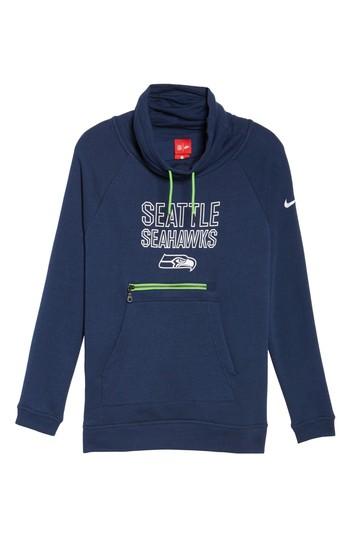 Women's Nike Seattle Seahawks Funnel Hoodie - Blue