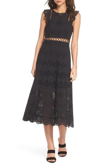 Women's Sam Edelman Eyelet Midi Dress - Black