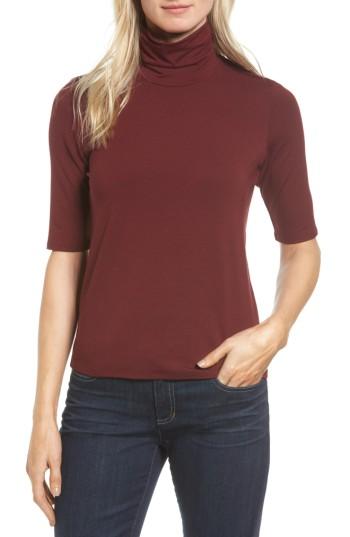 Women's Eileen Fisher Scrunch Neck Jersey Top - Red