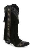 Women's Lane Boots Wind Walker Fringe Knee High Western Boot .5 M - Black