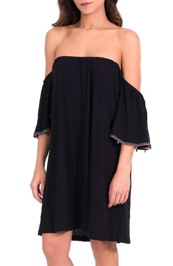 Women's Pitusa Salsa Off The Shoulder Cover-up Dress, Size - Black