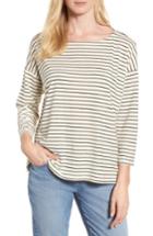 Women's Eileen Fisher Stripe Boxy Sweater - White