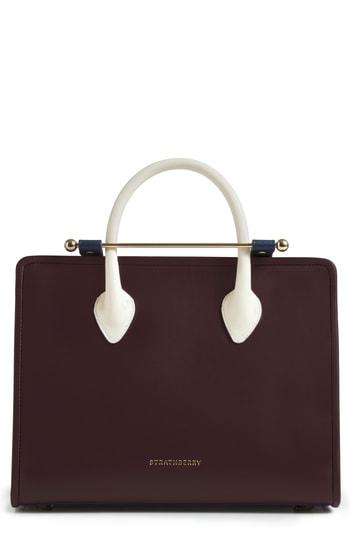 Strathberry Tricolor Midi Leather Tote - Burgundy
