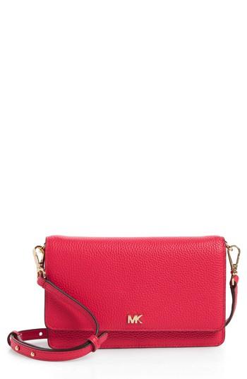 Michael Michael Kors Leather Crossbody Phone Wallet - Pink