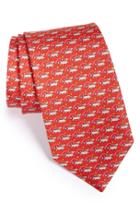Men's Salvatore Ferragamo Dog Print Silk Tie, Size - Red