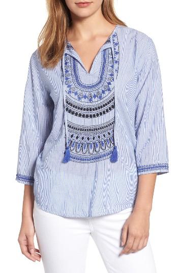 Women's Velvet By Graham & Spencer Embroidered Tassel Tie Blouse
