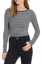 Women's Amuse Society Nova Stripe Crop Sweater - Black