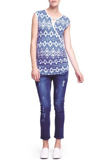Women's The Urban Ma Keyhole Crossover Maternity Tee - Blue