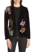 Women's Alice + Olivia Hix Embellished Velvet Blazer - Black