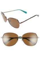 Women's Kate Spade New York 'candida' 57mm Polarized Aviator Sunglasses - Almond