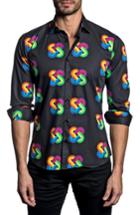 Men's Jared Lang Trim Fit Rainbow Knot Sport Shirt - Black