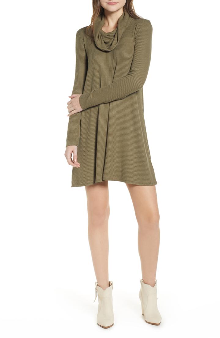 Women's Socialite Maddie Cowl Neck Swing Dress - Green