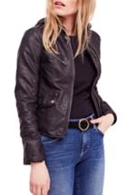 Women's Free People Monroe Hooded Faux Leather Moto Jacket - Black
