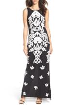 Women's Adrianna Papell Embellished Mesh Column Gown - Black