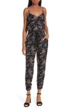 Women's Cinq A Sept Amia Snapdragon Print Silk Jumpsuit, Size - Black