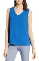 Women's Halogen V-neck Shell & Petite), Size X-small - Blue