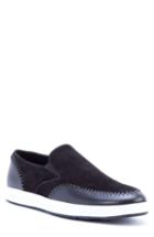 Men's Zanzara Caravaggio Whipstitched Slip-on Sneaker M - Black