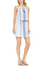 Women's Vince Camuto Embroidered Tie Neck Cotton Halter Dress, Size - White