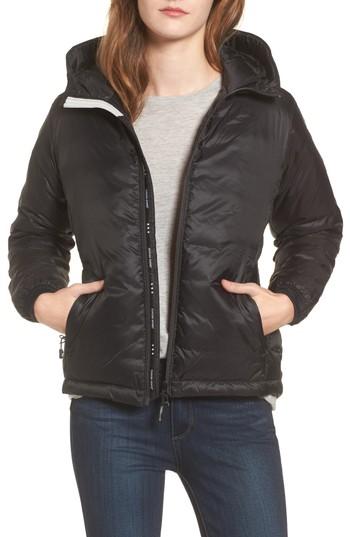 Women's Canada Goose Camp Water Resistant 750-fill-power Down Fusion Fit Packable Hoodie (6-8) - Black