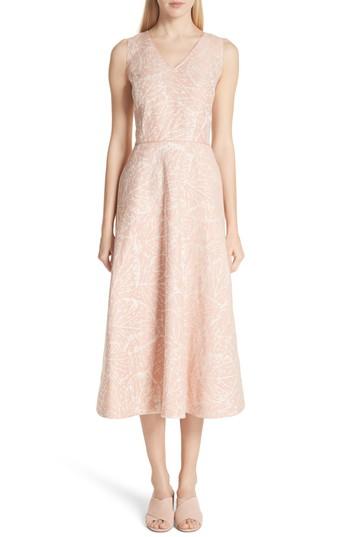 Women's Lafayette 148 New York Jayda Print Linen Dress - Coral