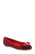 Women's Salvatore Ferragamo Varina Colorblocked Bow Flat C - Burgundy