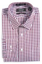 Men's Nordstrom Men's Shop Smartcare(tm) Trim Fit Check Dress Shirt .5 32/33 - Burgundy