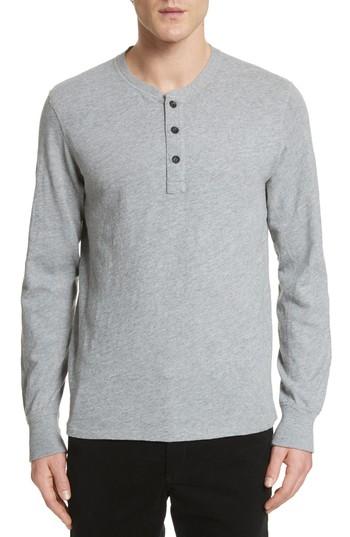 Men's Rag & Bone Standard Issue Slub Cotton Henley, Size - Grey