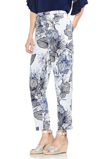 Women's Vince Camuto Etched Island Floral Slim Pants, Size - White