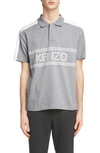 Men's Kenzo Sport Graphic Jersey Polo, Size - Grey