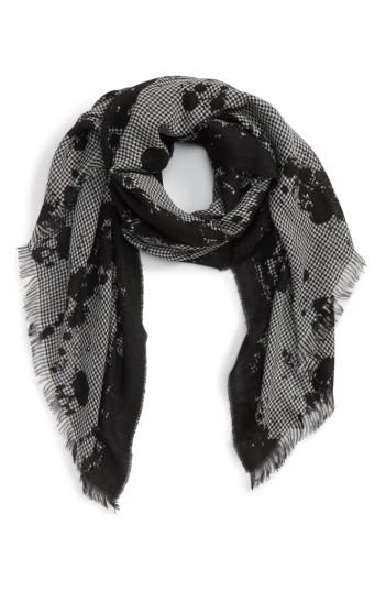 Men's The Kooples Houndstooth Wool Blend Scarf, Size - Black