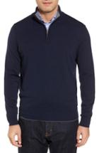 Men's Thomas Dean Merino Wool Blend Quarter Zip Sweater, Size - Blue
