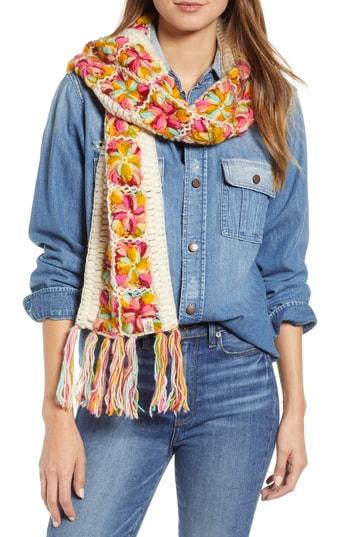 Women's Nirvanna Designs Crochet Flower Scarf, Size - White