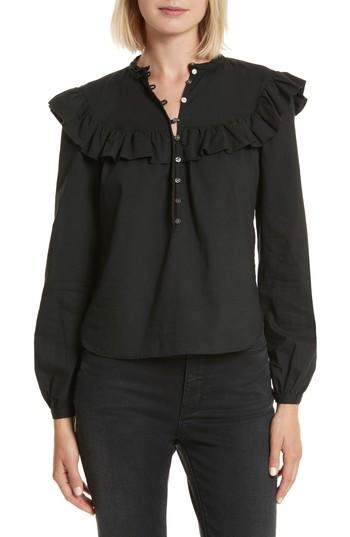 Women's Rebecca Taylor Long Sleeve Ruffle Poplin Blouse