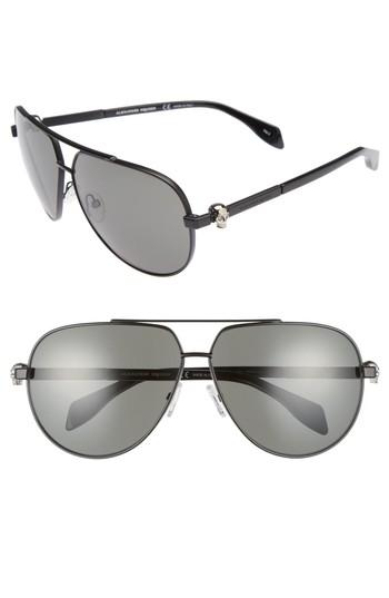 Women's Alexander Mcqueen 63mm Aviator Sunglasses - Black